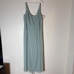 David's Bridal DB Studio Dusty Sage Chiffon Bridesmaid Dress‎ Size 22 NWT